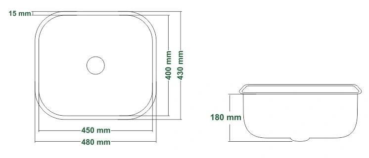 Tezgah Altı Eviye S45 - Teknik Çizim