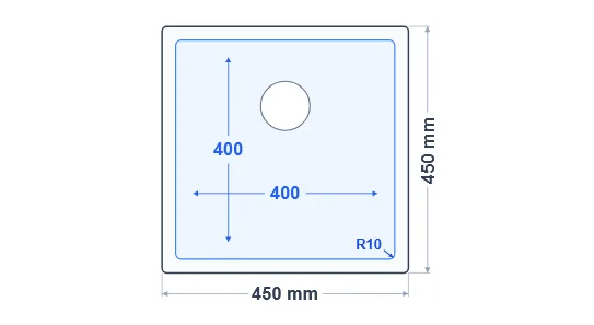 Tek Hazneli El İşçilikli Eviye SH4040 - Teknik Çizim