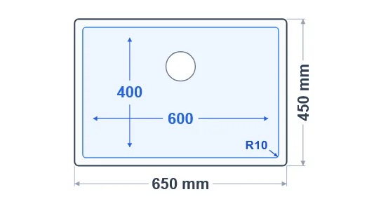 Tek Hazneli El İşçilikli Eviye SH4060 - Teknik Çizim
